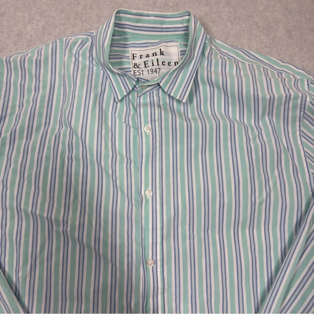 Frank & Eileen Green and White Casual Button Down Shirt